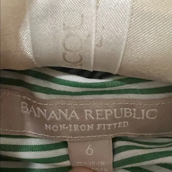 Banana Republic Green Striped Sleeveless Button Down Shirt - Picture 6 of 9